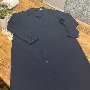 LL Bean traveler button front dress medium navy blue